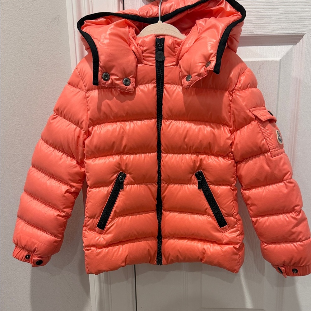 Moncler Kids Puffer Jacket in Coral and Black